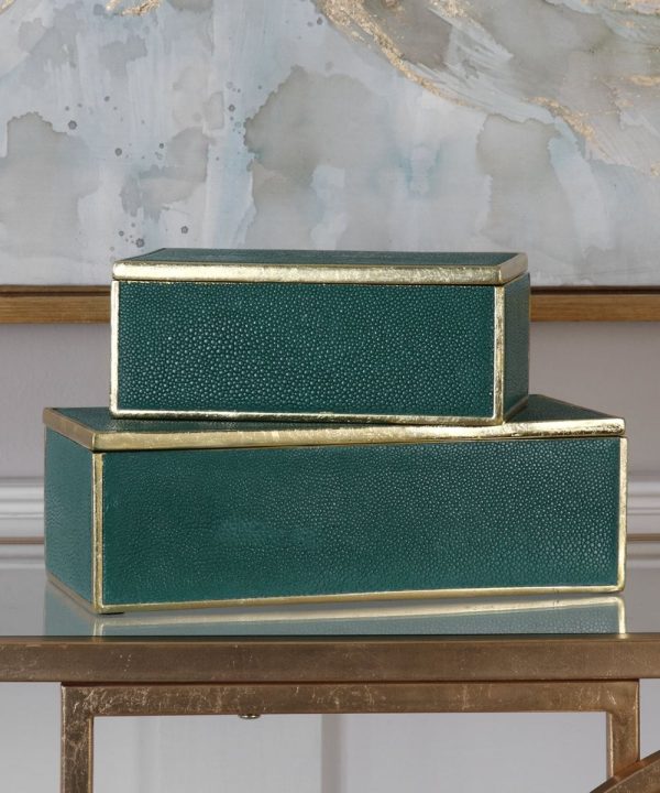 5 H Karis Emerald Green Boxes Set of 2 Cheap