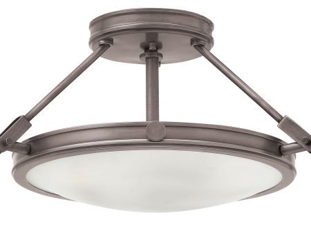 17 W Collier 3-Light Semi-flush Mount in Antique Nickel Cheap