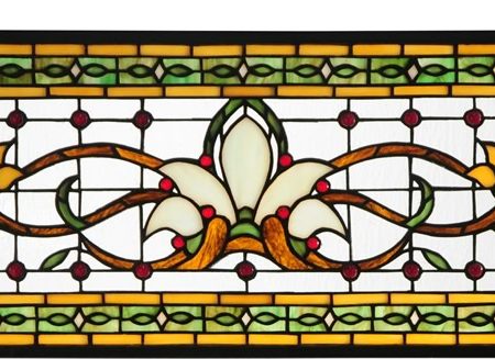 10 H x 33 W Fairytale Transom Stained Glass Window on Sale