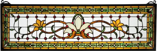 10 H x 33 W Fairytale Transom Stained Glass Window on Sale