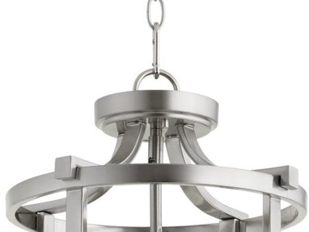 13 W Lancaster 3-light Dual Mount Light Fixture Satin Nickel For Sale