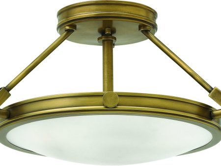 17 W Collier 3-Light Semi Flush  Heritage Brass For Discount