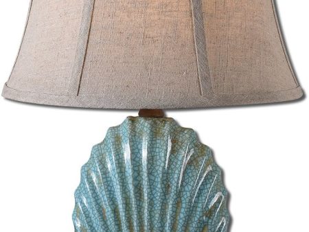 23 H Seashell 1-Light Table Lamp Heavily Crackled Blue Online Sale