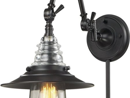 Insulator Glass 1-Light Plug In Swing Arm Oiled Bronze, 9 W Online