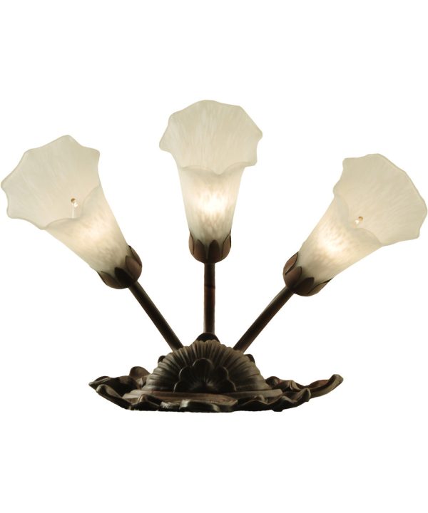 11 W White Pond Lily 3-Light Wall Sconce Mahogany Bronze Cheap