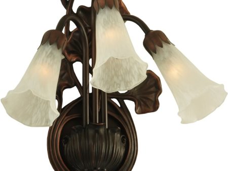 11 W White Pond Lily 3-Light Wall Sconce Mahogany Bronze Cheap