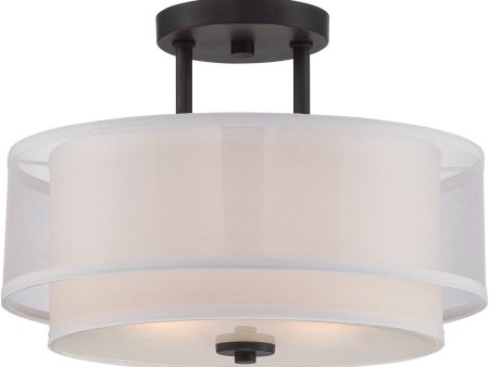 16 W Fusion 2-Light Semi-Flush Biscayne Bronze Online Hot Sale