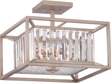 14 W Linares 3-Light Semi-Flush Aged Platinum Fashion