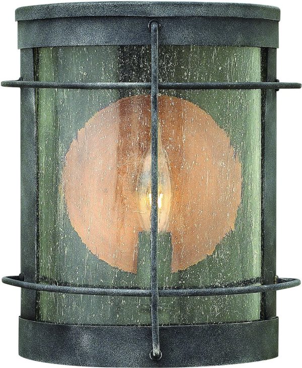 9 H Newport 1-Light Outdoor Wall Light Aged Zinc For Discount