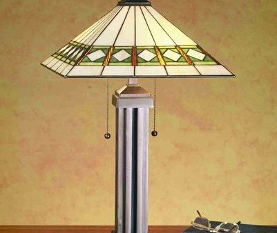 24 H Diamond Banded  Mission Tiffany Table Lamp Hot on Sale