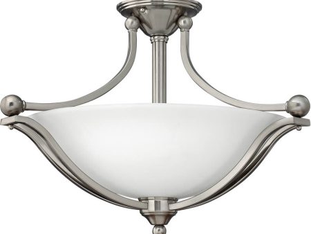 23 W Bolla 3-Light Semi Flush Ceiling Light Brushed Nickel For Cheap