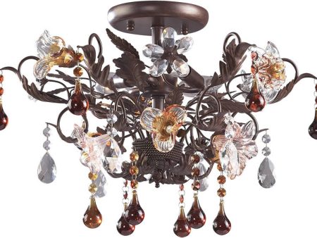 19 W Cristallo Fiore 3-Light Semi-Flush Mount Deep Rust Online Sale