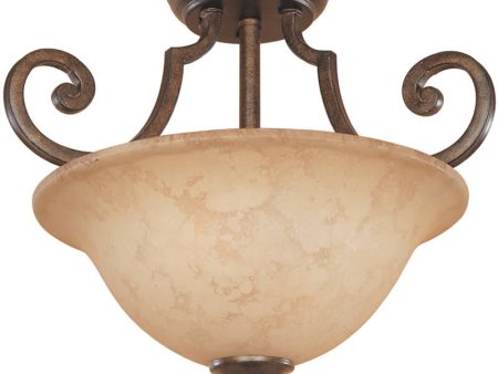 16 W Mendocino 2-Light Semi-Flush Forged Sienna Hot on Sale