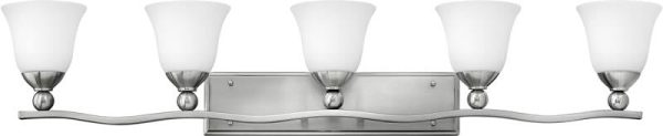 46 W Bolla 5-Light Bath Vanity Brushed Nickel For Sale