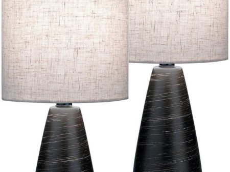 18 H Quatro II 2-Light Set of 2 Mini Table Lamp Brushed Dark Bronze For Cheap