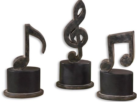 12 H Music Notes Table Decorations Aged Black For Discount