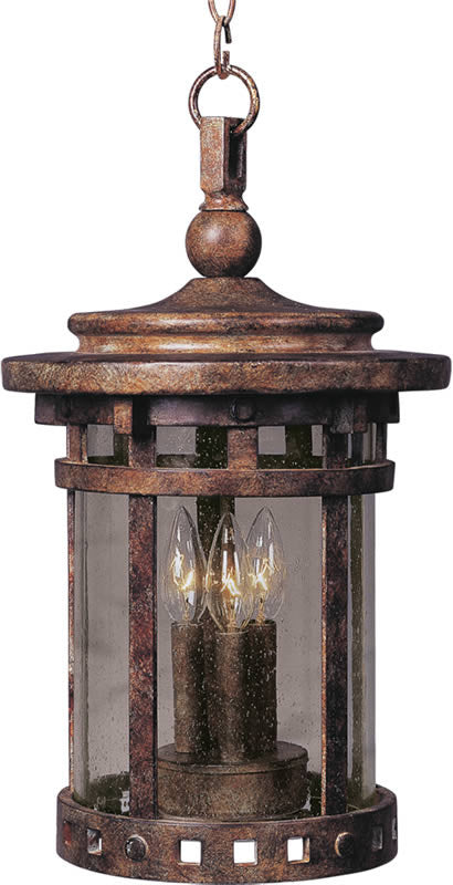 9 W Santa Barbara Die-Cast Aluminum 3-Light Outdoor Hanging Lantern Sienna Discount