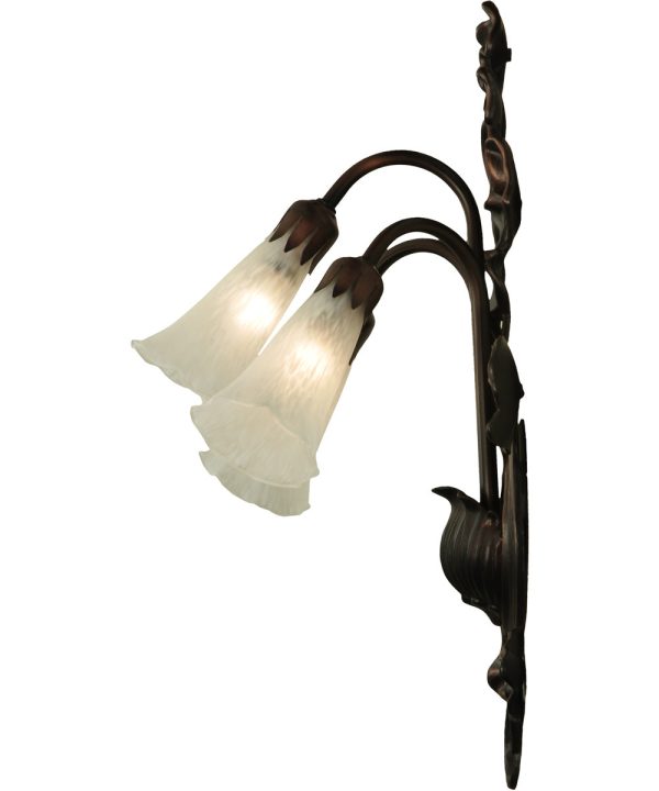 11 W White Pond Lily 3-Light Wall Sconce Mahogany Bronze Cheap