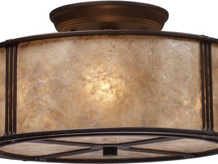 13 W Barringer 3-Light Semi Flush Mount Aged Bronze with Brown Glass Hot on Sale