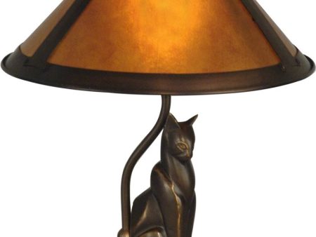 17 H 1-Light Mica Accent Lamp Antique Bronze For Sale