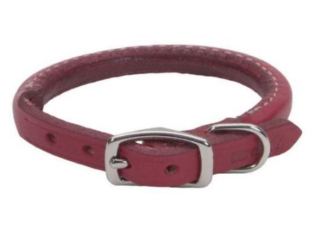 Oak Tanned Leather Round Dog Collar - Red 12   Neck by Circle T Leather Sale