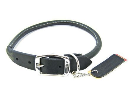 Pet Leather Round Collar - Black 22  Neck by Circle T Leather Cheap