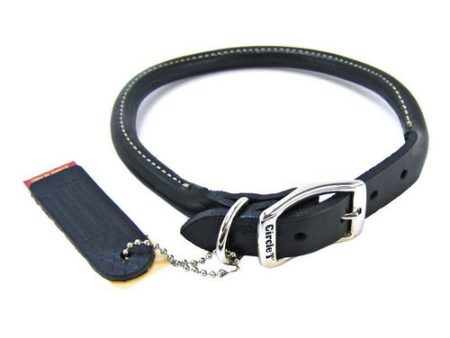 Pet Leather Round Collar - Black 18  Neck by Circle T Leather Cheap