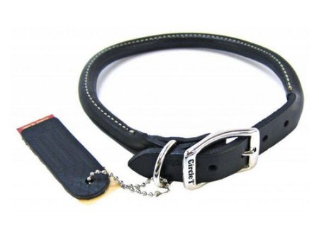 Pet Leather Round Collar - Black 16  Neck by Circle T Leather Supply